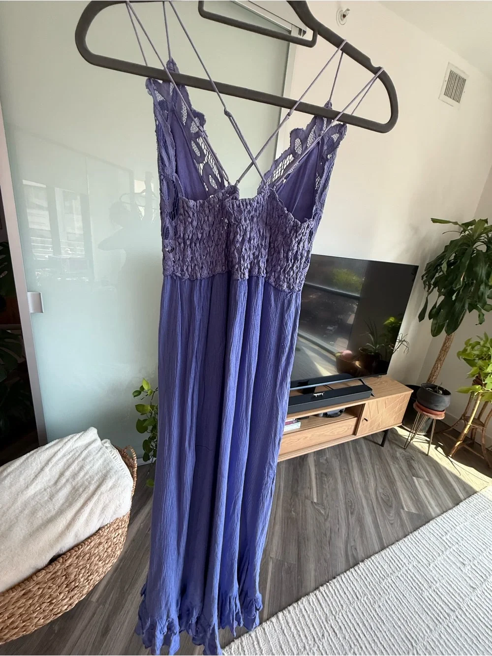 Free People Adella Maxi Slip Dress Lace Bodice